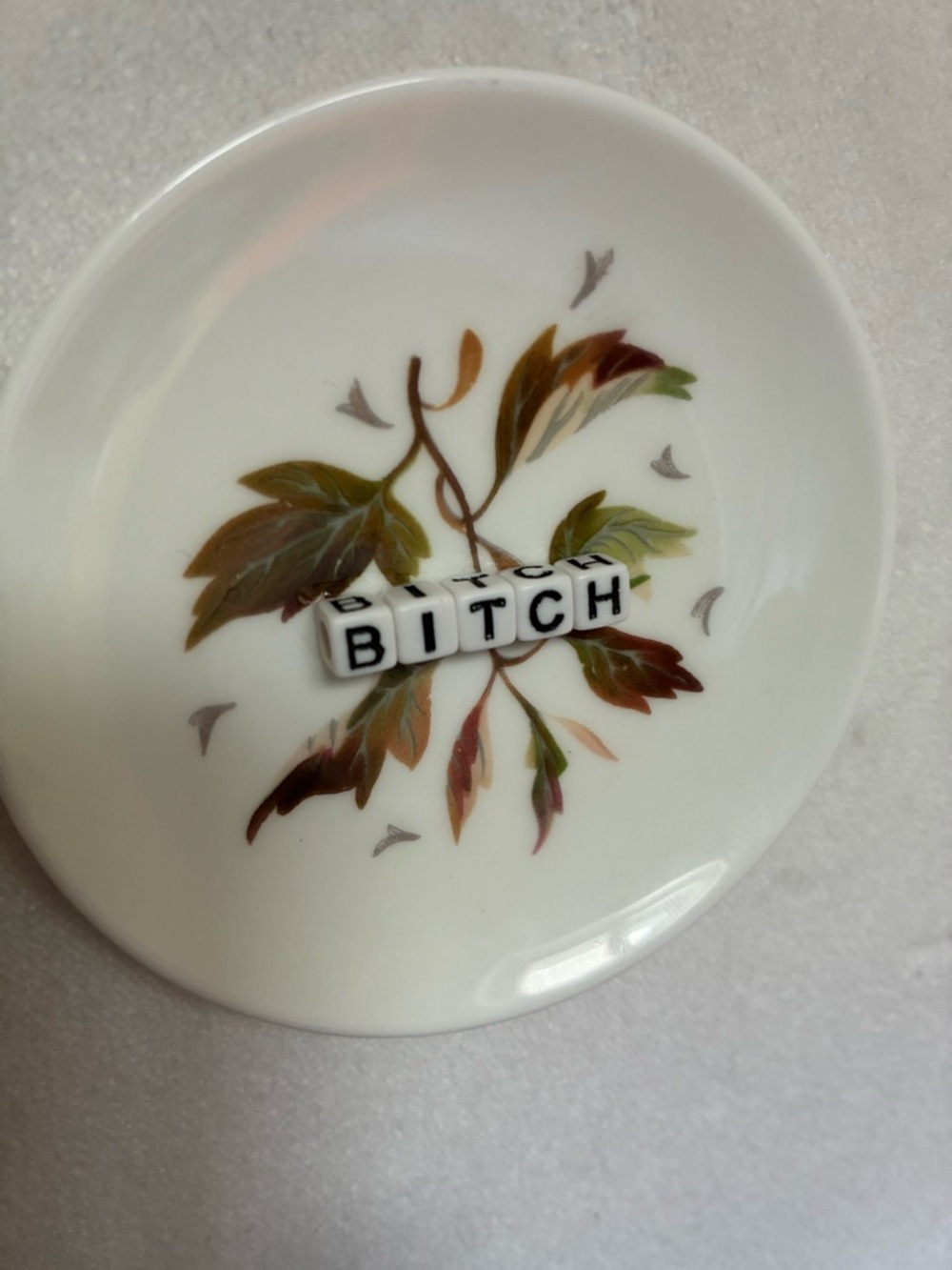 Vintage Floral Mini Plate | Funny Trinket Dish | Cottagecore Decor - Picture 3 of 8